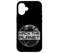 Hack The Planet - Globe terrestre Gris Clair - Design Hacker Coque pour iPhone 16