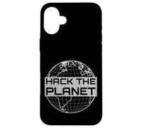 Hack The Planet - Globe terrestre Gris Clair - Design Hacker Coque pour iPhone 16 Plus