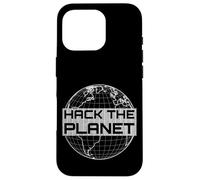 Hack The Planet - Globe terrestre Gris Clair - Design Hacker Coque pour iPhone 16 Pro