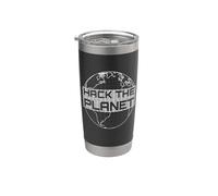 Hack the Planet - Globe terrestre gris clair - Design hacker Gobelet isotherme en acier inoxydable double paroi