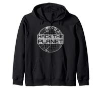 Hack The Planet - Globe terrestre Gris Clair - Design Hacker Sweat à Capuche