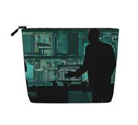 Hacker Attack Trousse de maquillage à thème en chanvre étanche pour voyage, usage quotidien et cadeaux (24,1 x 17 x 5,1 cm), Noir , Taille unique