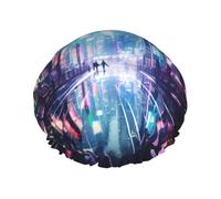 Hacker Era Couvre-cheveux de bain réutilisable double couche imperméable pour femme Motif imprimé