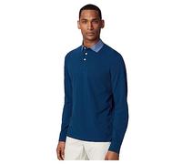 Hackett London Woven Collar LS Polo, Blue (Midnight), XL Homme
