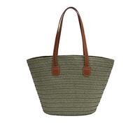 HACLEN Cabas Paille, Grand Sac de Plage, Panier Osier Anse, à Une Épaule - Vert