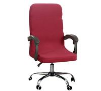 HACLEN Extensible Housse de Chaise de Bureau Universel Housse Siege Bureau Jacquard Amovible Housse de Fauteuil Rotatif Antidérapant à Dossier Haut -Rouge-Large