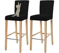 HACLEN Housses De Tabouret De Bar Anti-Rayures pour Chat, Housses De Chaise De Tabouret De Bar Extensibles avec Dossier, Housses De Tabouret De Bar Douces (Noir,Ensemble de 2)