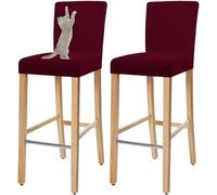 HACLEN Housses De Tabouret De Bar Anti-Rayures pour Chat, Housses De Chaise De Tabouret De Bar Extensibles avec Dossier, Housses De Tabouret De Bar Douces (Vin Rouge,Ensemble de 2)