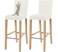 HACLEN Housses De Tabouret De Bar Anti-Rayures pour Chat, Housses De Chaise De Tabouret De Bar Extensibles avec Dossier, Housses De Tabouret De Bar Douces (Beige,Ensemble de 4)