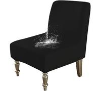 HACLEN Lot de 2, 1 housse de chaise d'appoint imperméable sans accoudoirs, en cuir synthétique, extensible, amovible pour salon (noir, 1 pièce)