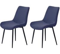 HACLEN Lot de 2 housses de chaise de salle à manger modernes, texturées et modernes du milieu du siècle, extensibles et lavables pour chaises d'appoint sans accoudoirs (bleu marine)