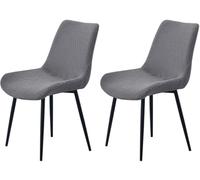 HACLEN Lot de 2 housses de chaise de salle à manger modernes, texturées et modernes du milieu du siècle, extensibles et lavables pour chaises d'appoint sans accoudoirs (gris foncé)