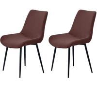 HACLEN Lot de 2 housses de chaise de salle à manger modernes, texturées et modernes du milieu du siècle, extensibles et lavables pour chaises d'appoint sans accoudoirs (marron)