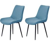 HACLEN Lot de 2 housses de chaise de salle à manger modernes, texturées et modernes du milieu du siècle, extensibles et lavables pour chaises d'appoint sans accoudoirs (bleu)