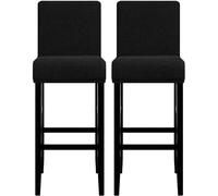 HACLEN Lot de 2 housses de tabouret de bar en jacquard avec dossier - Extensibles, très ajustées, pour hôtel (noir, lot de 2)