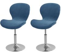 HACLEN Lot de 2 housses de tabouret de bar en velours extensible et doux et pivotant, housses de tabouret de bar à dossier bas pour pub, café, cuisine (bleu)