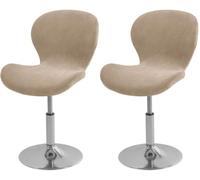 HACLEN Lot de 2 housses de tabouret de bar en velours extensible et doux et pivotant, housses de tabouret de bar à dossier bas pour pub, café, cuisine (camel)