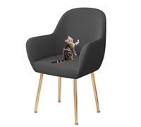 HACLEN Lot de 4 housses de chaise à dossier incurvé et extensible, résistantes aux rayures de chat - Lavables et douces pour chaises de salle à manger (gris foncé)