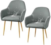 HACLEN Lot de 4 housses de chaise à dossier incurvé, imperméables et extensibles pour chaises à dossier incurvé et moderne du milieu du siècle (gris clair)