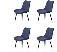 HACLEN Lot de 4 housses de chaise de salle à manger modernes, texturées et modernes du milieu du siècle, extensibles et lavables pour chaises d'appoint sans accoudoirs (bleu marine)