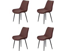 HACLEN Lot de 4 housses de chaise de salle à manger modernes, texturées et modernes du milieu du siècle, extensibles et lavables pour chaises d'appoint sans accoudoirs (marron)