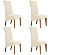 HACLEN Lot de 4 housses de chaise de salle à manger modernes XL/surdimensionnées, en élasthanne doux tricoté à dossier haut, protection extensible pour chaise de cuisine, banquet (beige)