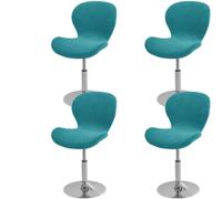 HACLEN Lot de 4 housses de tabouret de bar en velours extensible et doux et pivotant, housses de tabouret de bar à dossier bas pour pub, café et cuisine (bleu turquoise)