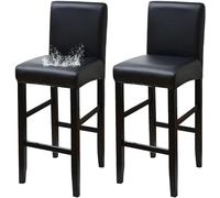 HACLEN Lot de 4 housses de tabouret de bar rondes imperméables en cuir synthétique - Protection anti-rayures pour chat - Pour bar, cuisine - Noir