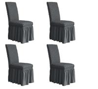HACLEN Lot de 6, 4 ou 2 housses de chaise de salle à manger extensibles en seersucker à dossier haut avec jupe - Doux XL - Protection de chaise surdimensionnée pour banquet et fête (gris foncé)