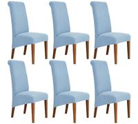HACLEN Lot de 6 housses de chaise de salle à manger modernes XL/surdimensionnées, en élasthanne doux tricoté à haut dossier, protection extensible pour cuisine, banquet (bleu ciel)