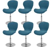 HACLEN Lot de 6 housses de tabouret de bar en velours extensible et doux et pivotants, housses de tabouret de bar à dossier bas pour pub, café et cuisine (bleu a, lot de 6)