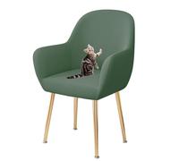 HACLEN Lot de 8 housses de chaise à dossier incurvé et extensible, résistantes aux rayures de chat et lavables pour chaises de salle à manger (vert foncé)