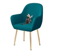 HACLEN Lot de 8 housses de chaise à dossier incurvé extensible, résistantes aux rayures de chat et lavables et douces pour chaises de salle à manger (bleu aqua)