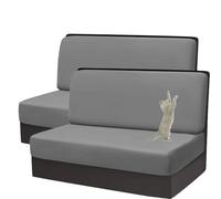 HACLEN RV Dinette Lot de 2 housses de coussin en velours stretch avec fermeture éclair - Lavables - Pour camping-car et banc de voiture (gris foncé, 2 housses de dossier + 2 housses de banc)