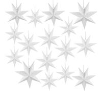 Haconba Lot de 16 lanternes de Noël à 7 pointes en papier blanc avec étoiles creuses en papier 3D pour Noël, anniversaire, vacances, famille, mariage, décoration de 4 tailles
