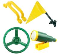 Haconba Lot de 5 accessoires de terrain de jeu en plastique pour volant, télescope et drapeau de pirate pour balançoire en plein air, cabane dans les arbres, jungle, salle de sport
