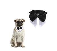 HACRAHO Collier de Nœud Papillon pour Chien, Lot de 1 - Collier de Costume de Mariage pour Animaux de Compagnie en Coton Doux avec Nœud Papillon Noir pour Chiens, Chats et Animaux Domestiques - Tour