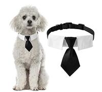 HACRAHO Cravate pour chien, 1 lot de collier de smoking pour chien avec cravate noire en coton doux avec boucle réglable pour chiens de petite et moyenne taille, taille M
