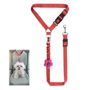 HACRAHO Harnais de ceinture de sécurité amovible 3 en 1 pour chien, ceinture de sécurité rétractable, se fixe à l'appui-tête du véhicule et sangle élastique réglable réfléchissante pour chien (rouge)