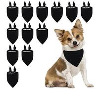 HACRAHO Lot de 12 bandanas triangulaires réglables pour chiens et chats Noir
