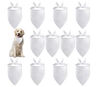 HACRAHO Lot de 12 bandanas vierges en polyester pour chiens de petite, moyenne et grande taille, blanc
