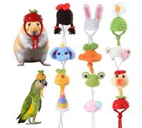 HACRAHO Lot de 12 chapeaux tricotés pour petits animaux avec sangle réglable pour hamster et cochon d'Inde