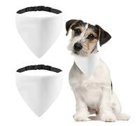 HACRAHO Lot de 2 bandanas pour chien - Blanc uni - Avec collier amovible - Pour chiens de petite et moyenne taille - Taille M