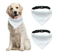 HACRAHO Lot de 2 bandanas vierges double face avec boucle réglable pour chien de compagnie avec anneau en D réglable à dégagement rapide pour chiens de grande et grande taille, blanc, taille XL