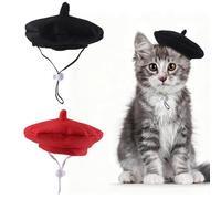 HACRAHO Lot de 2 béret pour chat - Costume de princesse rouge et noir pour Halloween, Noël, fête d'anniversaire (taille S)