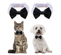 HACRAHO Lot de 2 colliers formels pour animal domestique avec nœud papillon pour petits chiens, chats, chiots, mariages, fêtes d'anniversaire, S