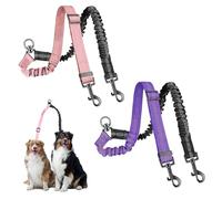 HACRAHO Lot de 2 coupleurs de laisse double pour chien - Pivotant à 360° - Ne s'emmêle pas - Avec élastique absorbant les chocs - Pour promenade, train, animal de compagnie de petite et moyenne taille