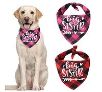 HACRAHO Lot de 2 foulards bandana à carreaux en coton doux pour grande sœur - Triangle réglable pour chiens de petite et moyenne taille - Rose rouge et rouge