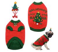HACRAHO Lot de 2 pulls de Noël pour chien avec chapeau