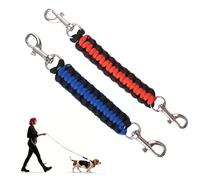 HACRAHO Lot de 2 sangles de sécurité faites à la main pour collier de chien avec clip de sécurité - Couleur claire - Fermoir à double extrémité - Connecteur de laisse (rouge + bleu)